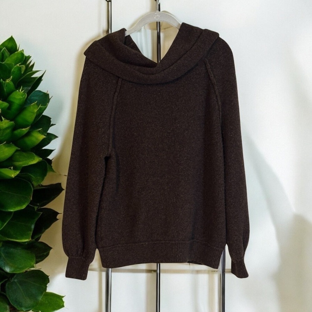 Free People Cowl Neck Sweater Brown S Womens Wool Blend Knit Pullover OB1281610